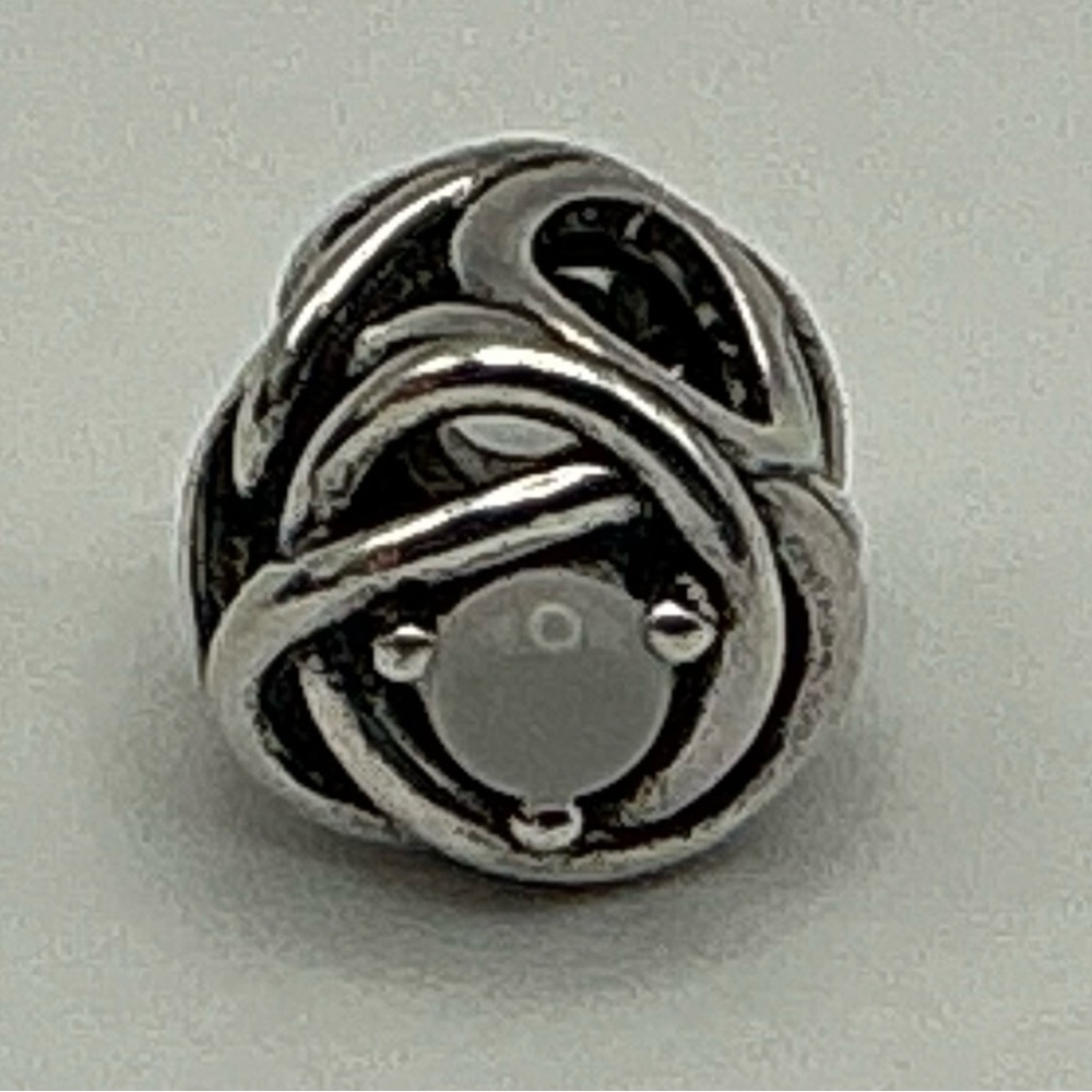 Pandora Openwork Knot Charm White Cabochon ALE S925 Sterling Silver
